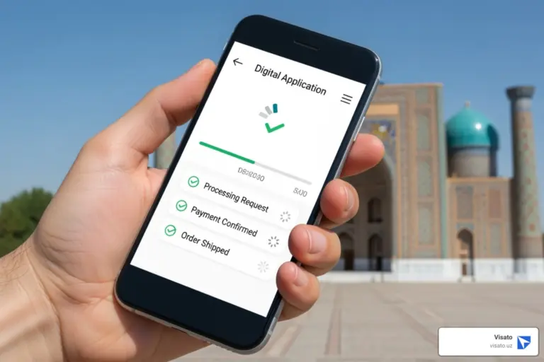 Checking an Uzbekistan eVisa application status on a mobile phone